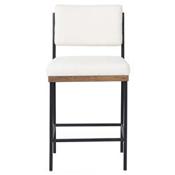 Ellie Industrial White Upholstered Performance Black Iron Counter Stool