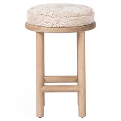 Sawyer Rustic Lodge Beige Upholstered Shearling Brown Wood Counter Stool