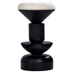 Jericho Global Bazaar White Upholstered Boucle Black Wood Counter Stool