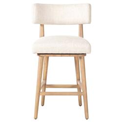 Cerise Modern Cream Upholstered Brown Frame Wood Swivel Counter Stool