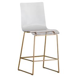 Gabby King Modern Clear Acrylic Seat Antique Gold Base Counter Stool