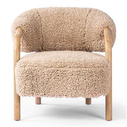 Brenna Modern Classic Brown Faux Shearling Arm Chair