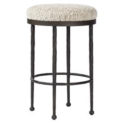 Calix French Country Cream Boucle Iron Counter Stool