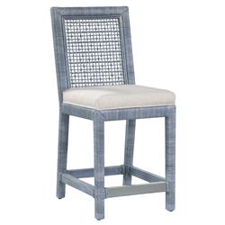 Mako Coastal Beach Blue Rattan White Performance Counter Stool