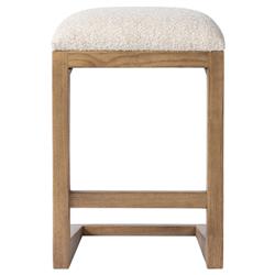 Fiorell Modern Off White Performance Natural Oak Wood Backless Counter Stool