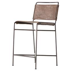 Oxton Industrial Dark Brown Seat Black Iron Frame Counter Stool