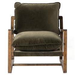 Ailyn Rustic Lodge Green Upholstered Brown Wood Occasional Arm Chair