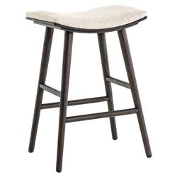 Shiela Modern Beige Canvas Upholstered Seat Black Wood Leg Counter Stool