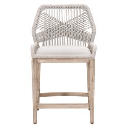 Lorry Coastal Beach Taupe Performance Mahogany Woven Rope Counter Stool