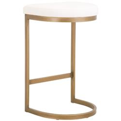 Eleanor Hollywood Regency White Performance Brushed Gold Frame Counter Stool