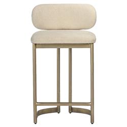 Freya Modern Classic White Upholstered Antique Brass Counter Stool