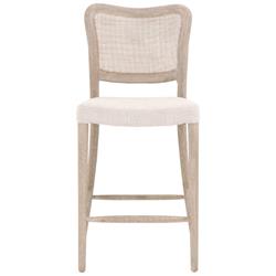 Zachary Coastal Beach Natural Grey Oak Wood Cane Back Counter Stool