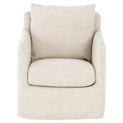 Dayana Modern Classic Ivory Upholstered Eucalyptus Plywood Frame Swivel Arm Chair