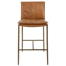 Marissa Industrial Loft Gold Hammered Iron Tan Leather Counter Stool