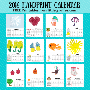 2016 Handprint Calendar {free printables}