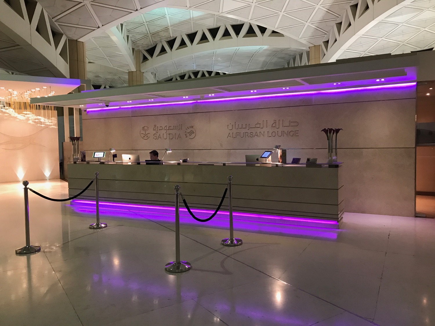 a reception desk in a building