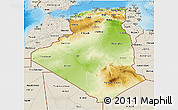 Physical 3D Map of Algeria, shaded relief outside