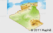 Physical 3D Map of Algeria, single color outside