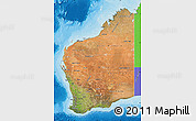 Satellite Map of Western Australia, political outside