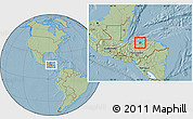 Savanna Style Location Map of La Ceiba, hill shading