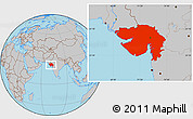 Gray Location Map of Gujarat