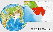 Physical Location Map of Gujarat, highlighted country