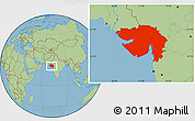 Savanna Style Location Map of Gujarat