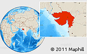 Shaded Relief Location Map of Gujarat