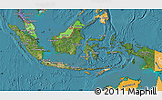 Satellite Map of Indonesia, political shades outside, satellite sea