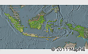 Satellite Map of Indonesia, semi-desaturated