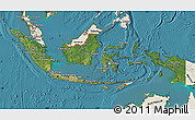 Satellite Map of Indonesia, shaded relief outside, satellite sea