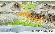 Physical Panoramic Map of Kab. Cianjur, semi-desaturated