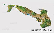 Satellite 3D Map of Kab. Dompu, cropped outside