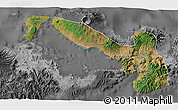 Satellite 3D Map of Kab. Dompu, desaturated