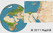 Satellite Location Map of Jerusalem, within the entire country