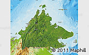 Satellite Map of Sabah, physical outside