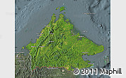 Satellite Map of Sabah, semi-desaturated