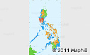 Political Simple Map of Philippines, political shades outside