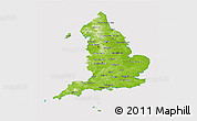 Physical 3D Map of England, cropped outside