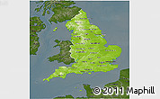 Physical 3D Map of England, darken