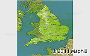 Physical 3D Map of England, satellite outside