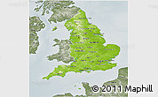 Physical 3D Map of England, semi-desaturated