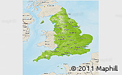 Physical 3D Map of England, shaded relief outside