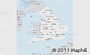 Silver Style 3D Map of England