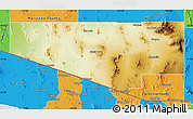 Physical Map of Pima County, political outside