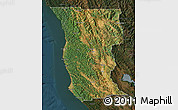 Satellite Map of Mendocino County, darken