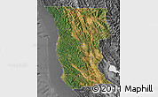 Satellite Map of Mendocino County, desaturated