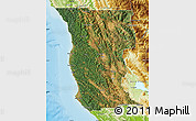 Satellite Map of Mendocino County, physical outside