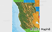 Satellite Map of Mendocino County, political outside