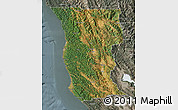 Satellite Map of Mendocino County, semi-desaturated